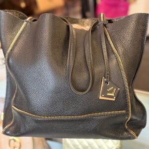 Botkier Black Pebbled Leather Tote Bag
